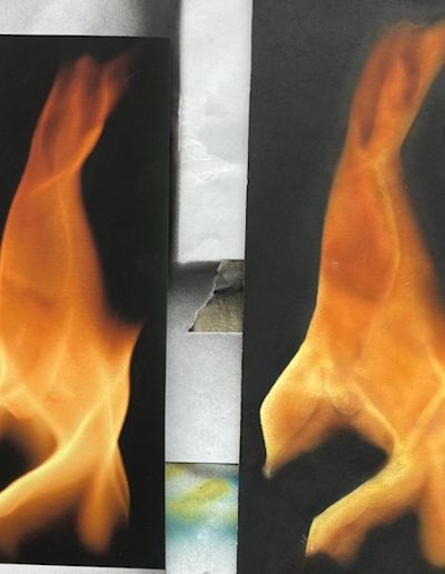 Airbrushed flames - original on left - airbrushed version on right