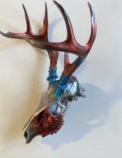 Airbrushed deer skull - candies over chrome